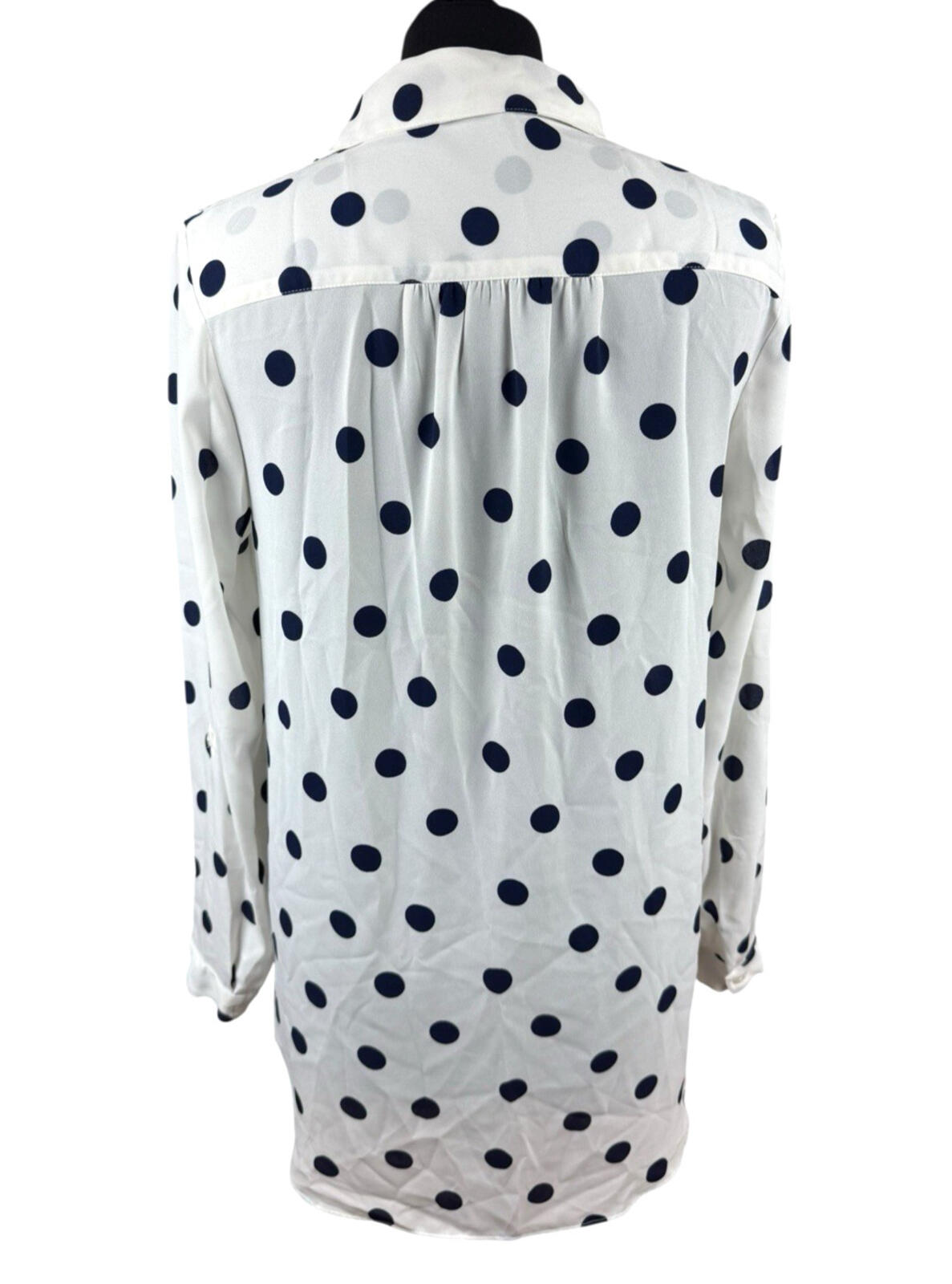 TU Polka Dot Shirt Blouse Women’s UK Size 10 Oversized Chiffon Button Up White