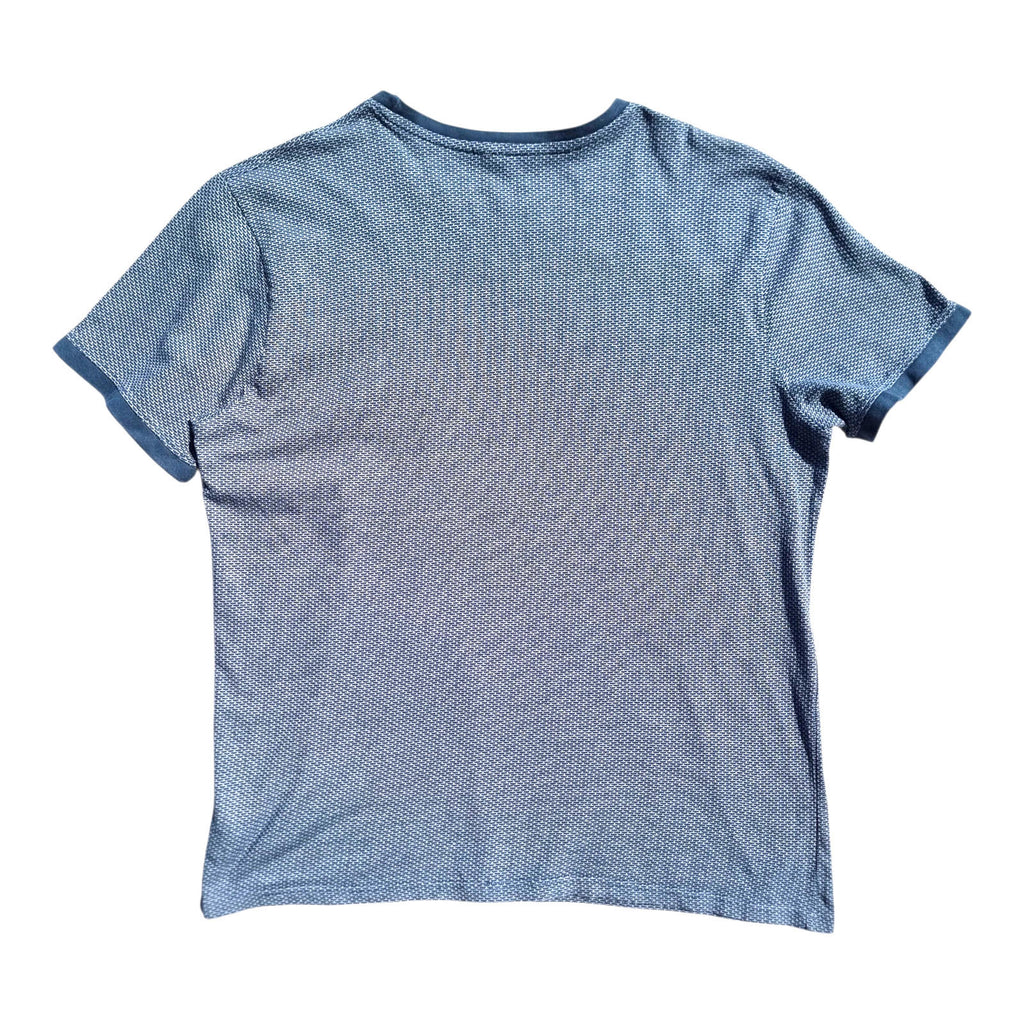 Peacocks T-Shirt Men's UK Size XL Blue Geometric Pattern Crew Neck Summer