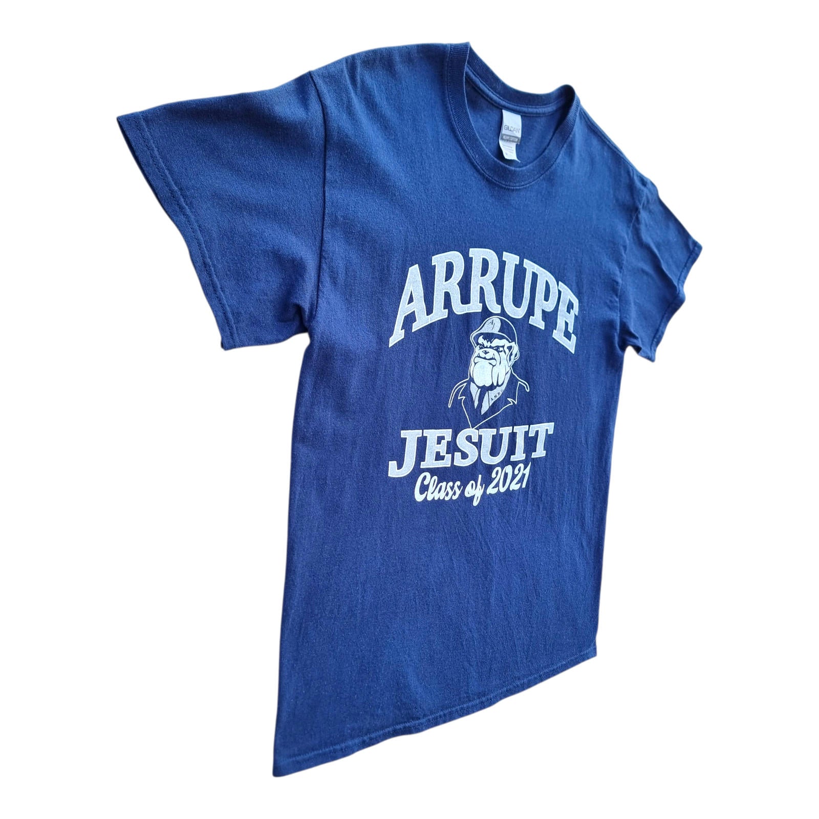 Arrupe Jesuit Graphic Print T-Shirt Men's UK Size M Blue Crew Neck 100% Cotton