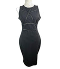 River Island Black Pencil Dress Sheer Panel Detail Midi Women’s UK Size 12