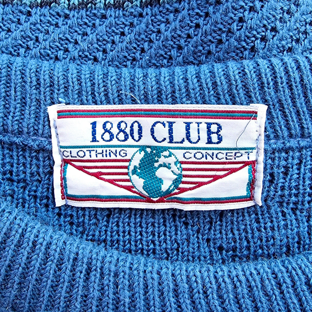 1880 Club Knit Jumper Men's UK Size L Green Crew Neck Sweater 100% Acrylic