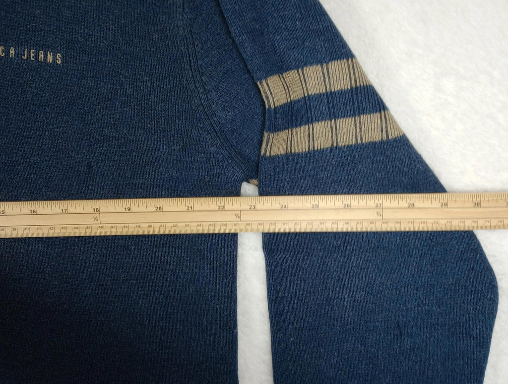 Nautica Knit Jumper Men's UK Size XL Blue Long Sleeve V-Neck Easy Care