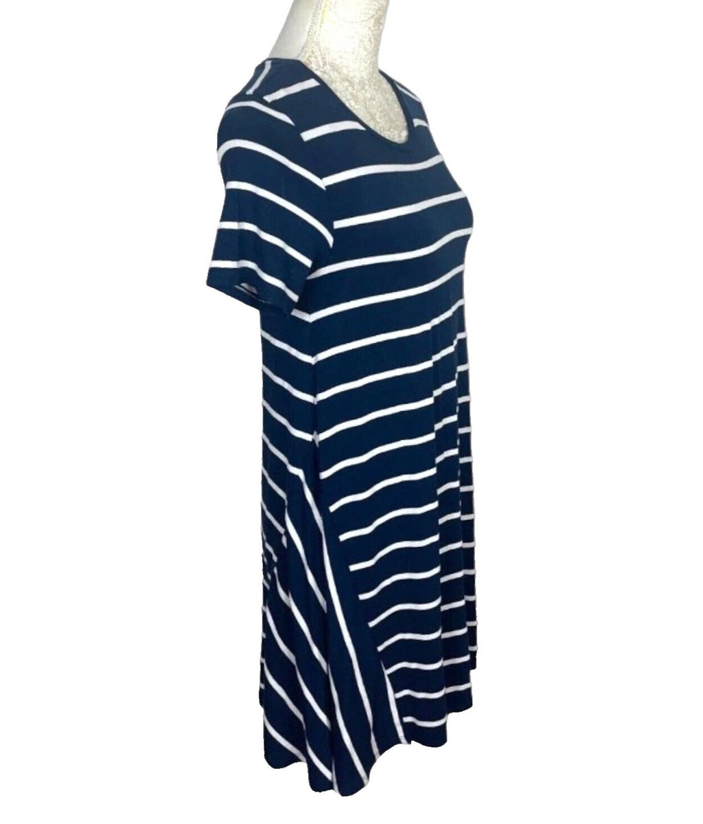 TU Jumper Dress Navy Blue & White Striped Women's UK Size 8