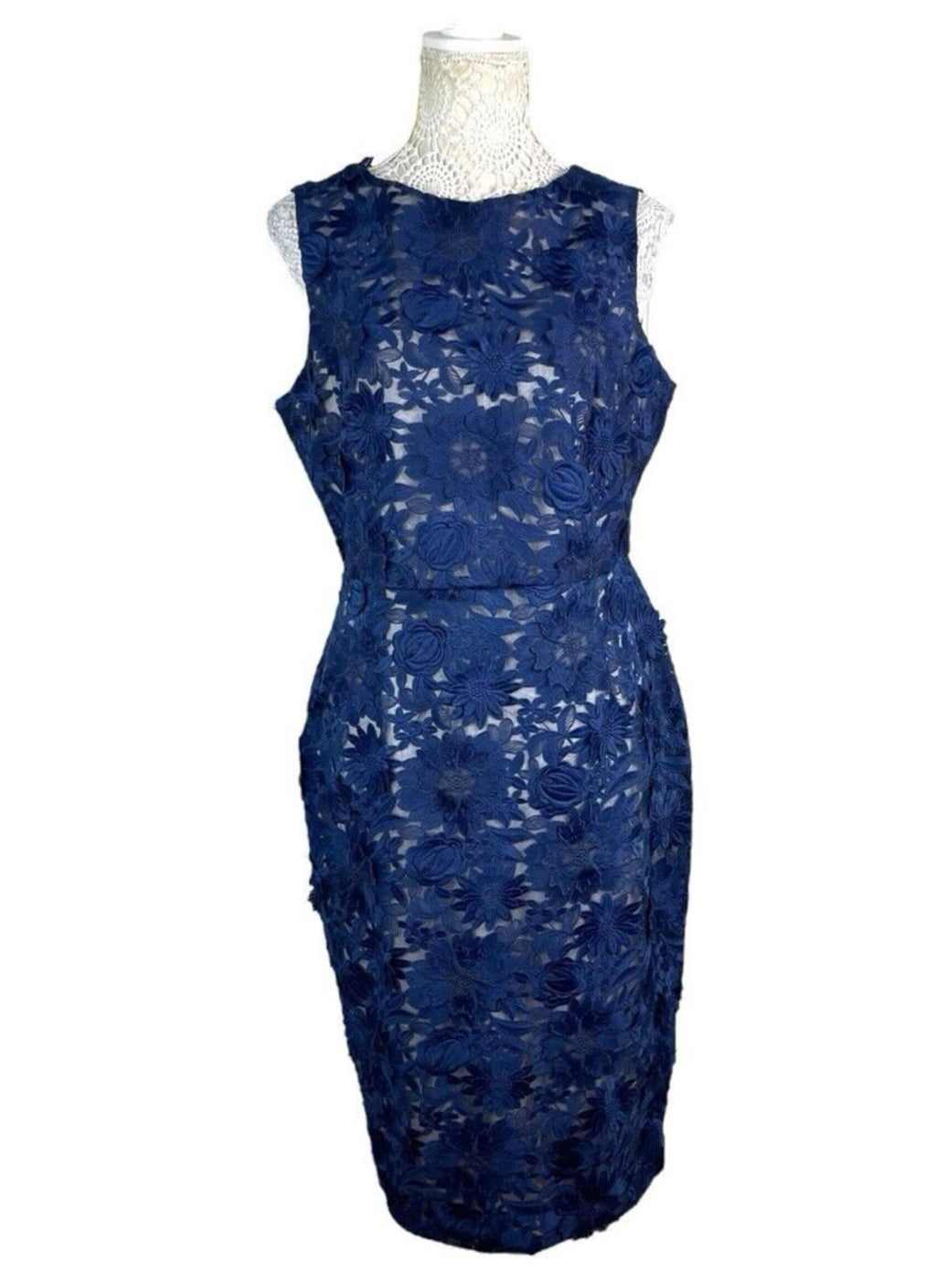 Coast Philippa Navy Blue Lace Formal Dress Midi Women’s UK Size 14