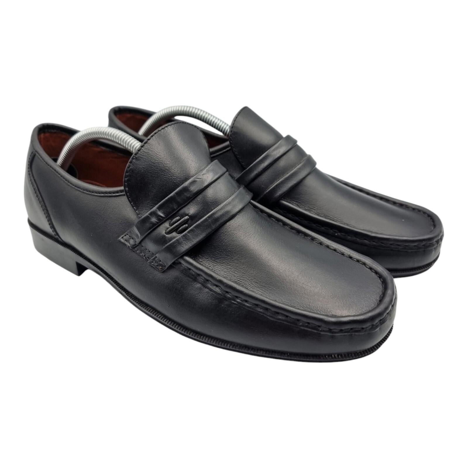 George Black Shoes Faux Leather Slip On Loafers Wide Fit Men's UK Size 6
