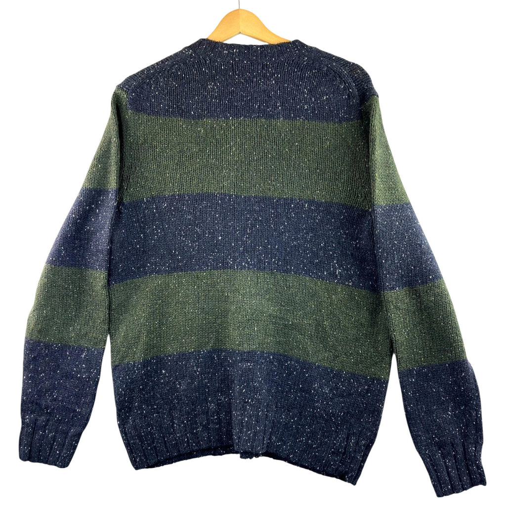 Nautica Knit Jumper Men's UK Size M Blue Long Sleeve Easy Care V-Neck Chunky