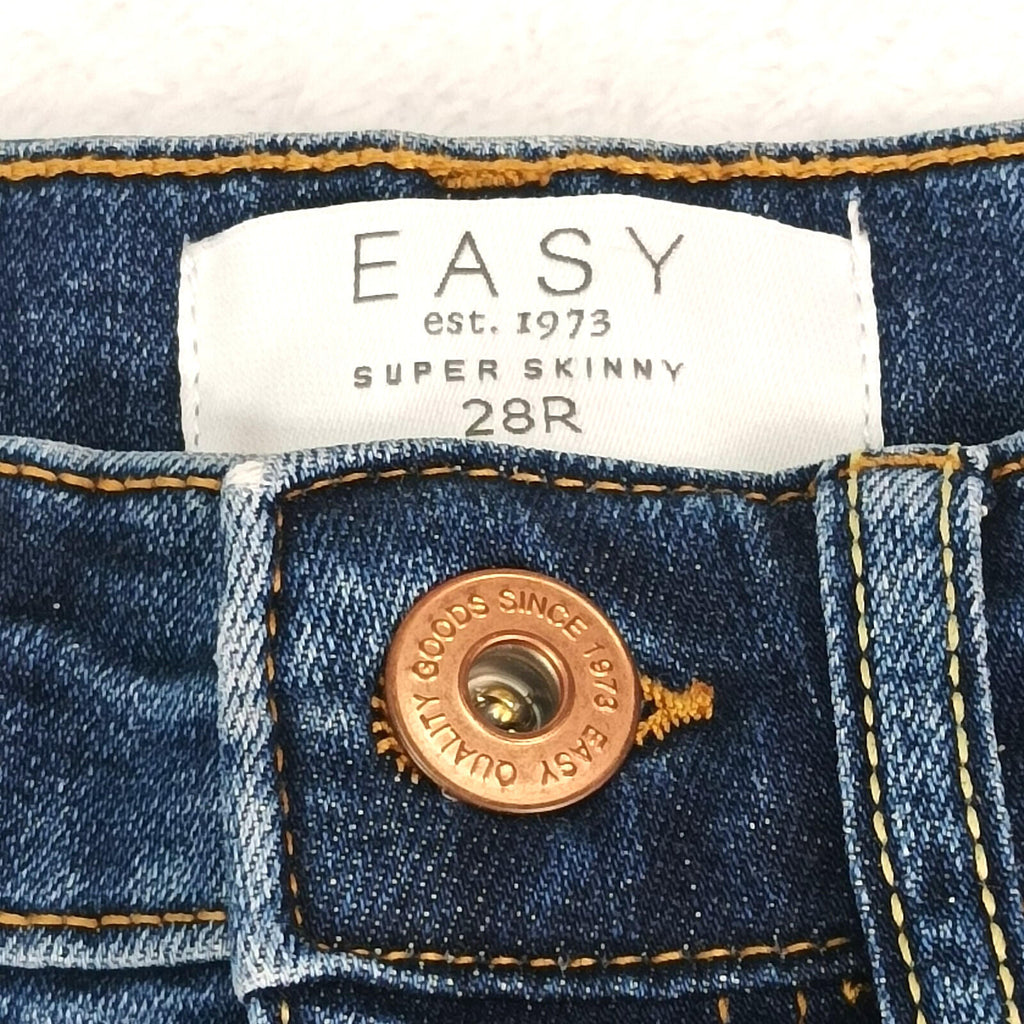 Easy Jeans Men's UK Size W28 L29 Blue 5 Pocket Cotton Rich Denim Zip Front