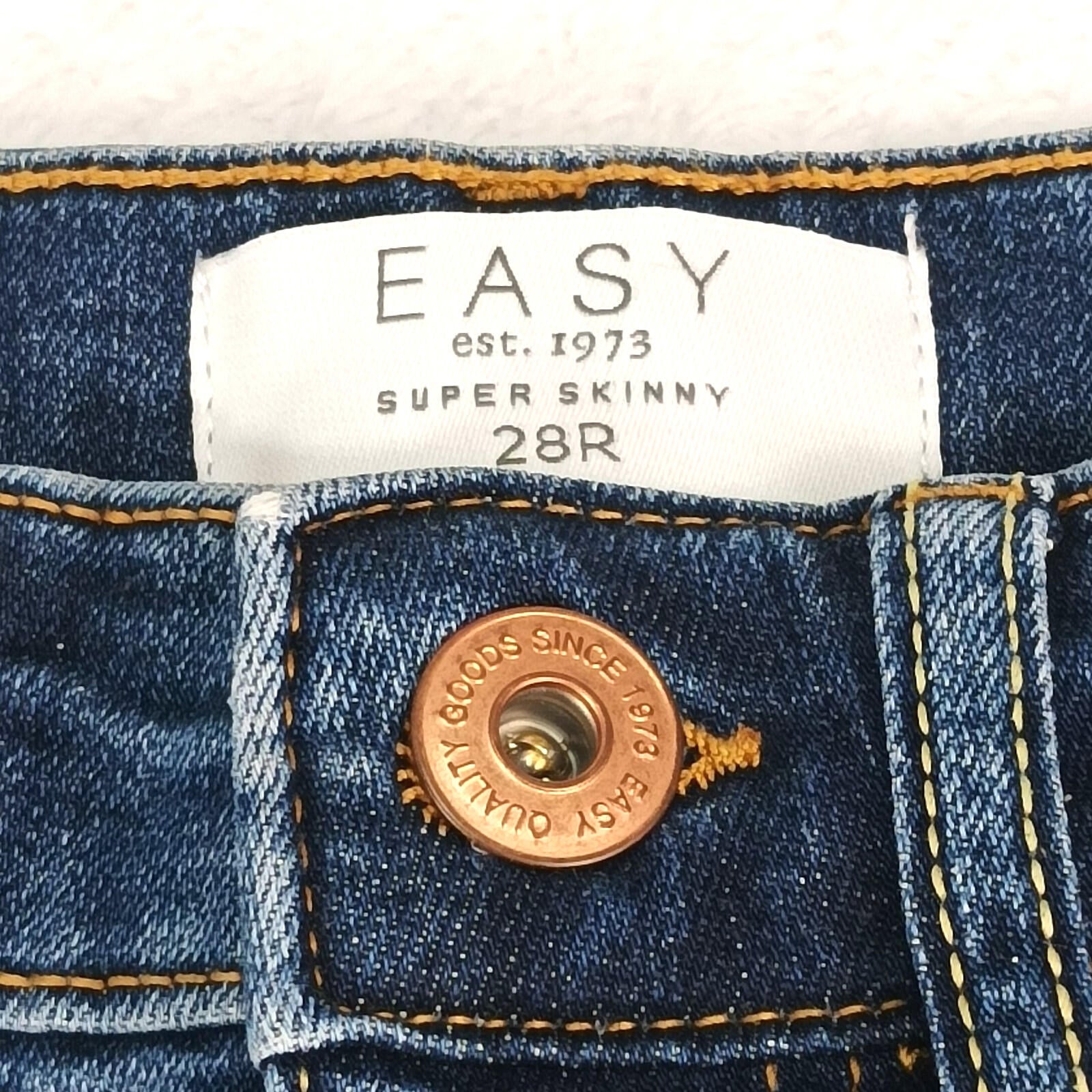 Easy Jeans Men's UK Size W28 L29 Blue 5 Pocket Cotton Rich Denim Zip Front