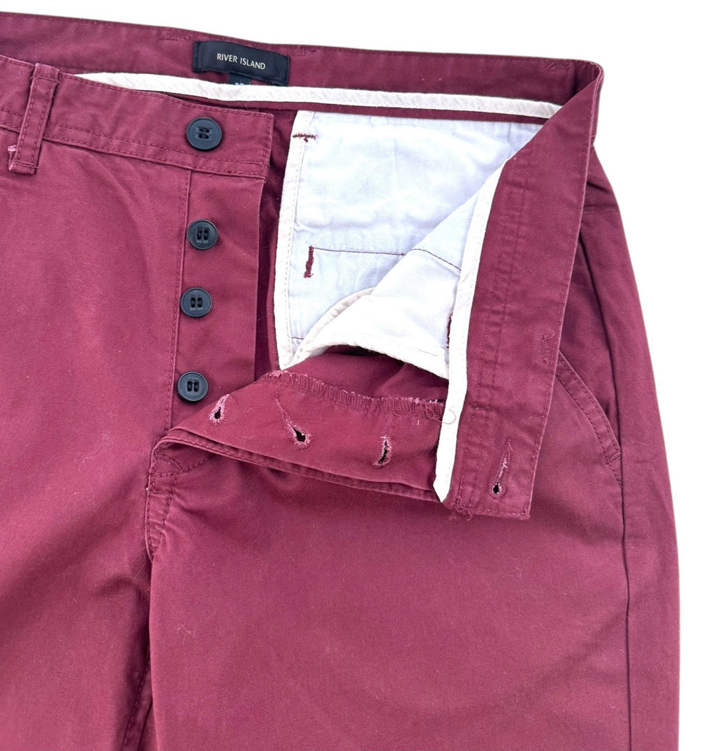 River Island Shorts Men's UK Size 30" W Red Chino Button Summer Casual
