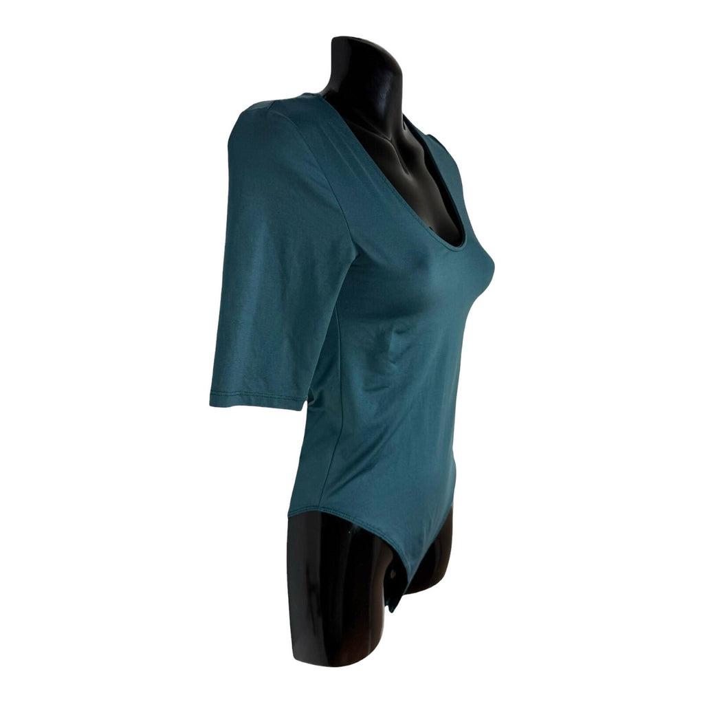 Primark Stretch Bodysuit Top Women’s UK Size XS 3/4 Sleeve Dark Green