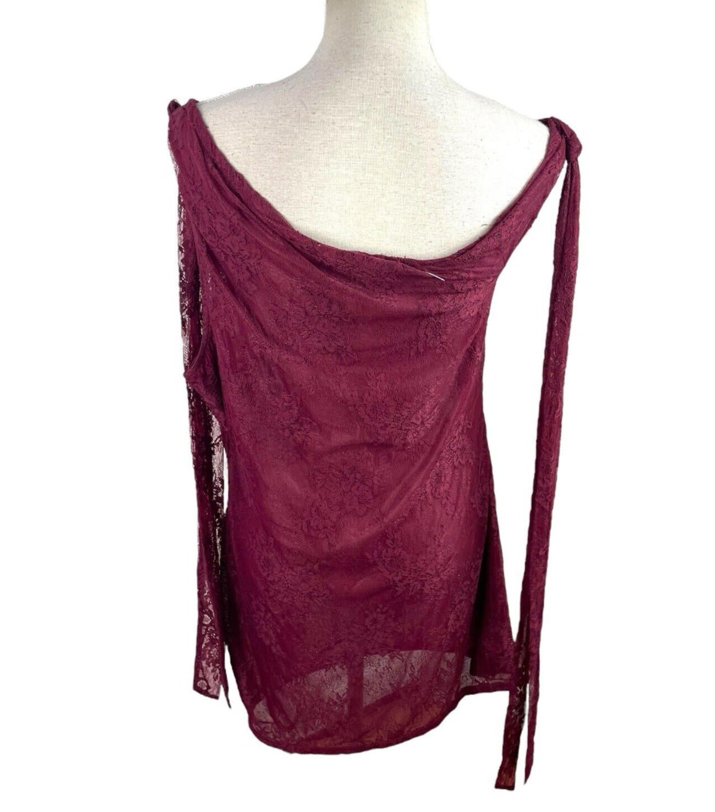 Pretty Little Thing Deep Red Lace Mini Dress Lined Women’s UK Size 16