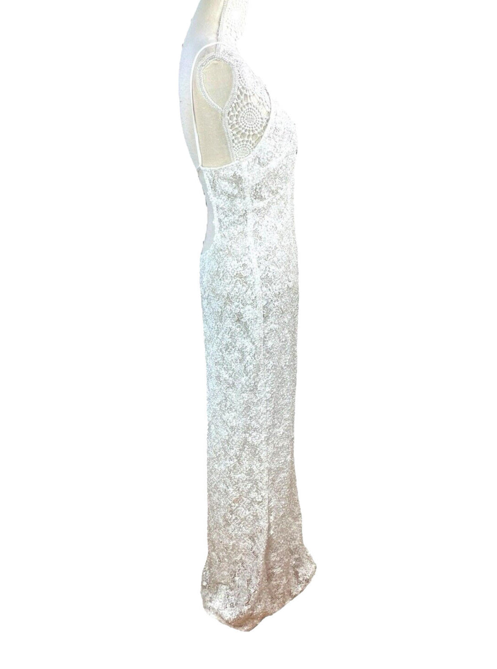 Nasty Gal Prom Dress Women's UK Size 12 White Embellished Backless Side Slit