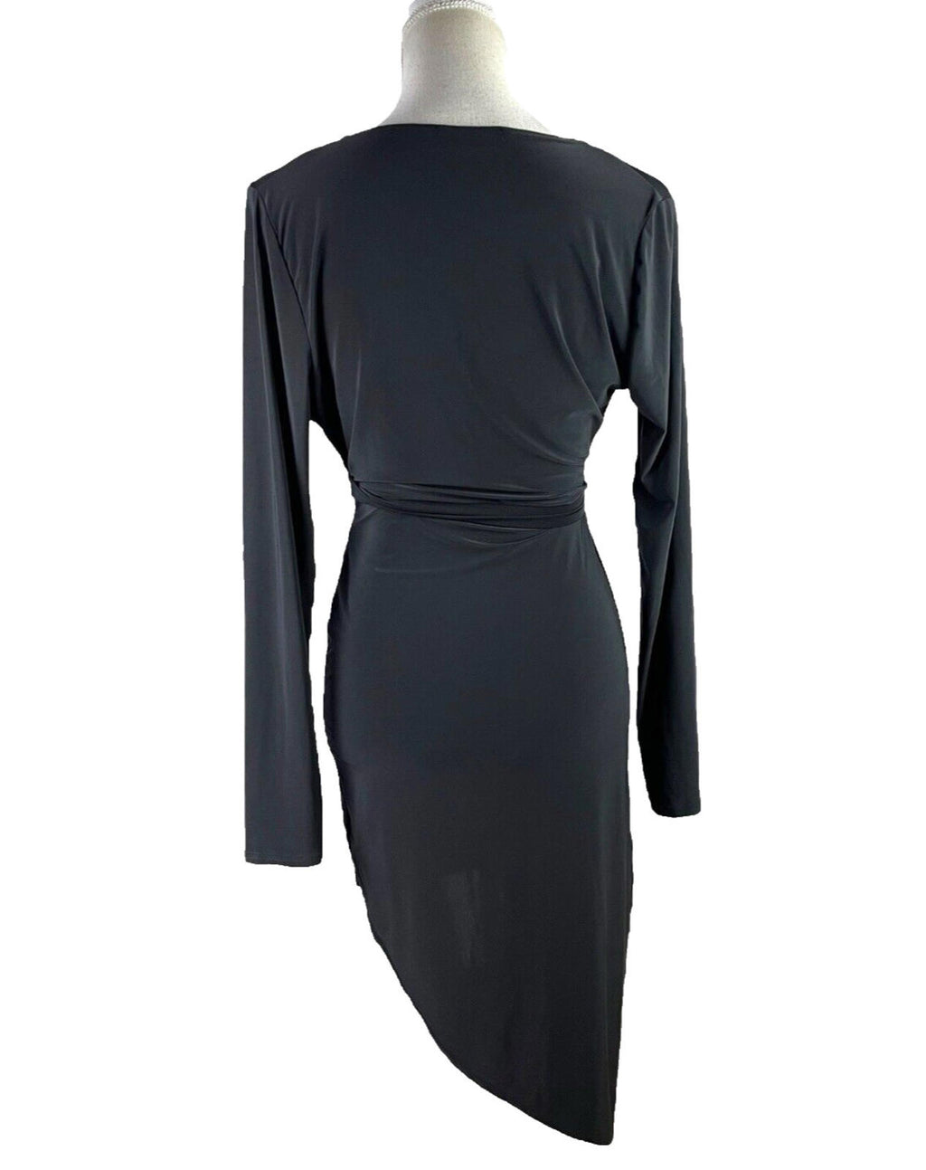 Missguided Black Wrap Dress Long Sleeve Mini Women’s UK Size 12