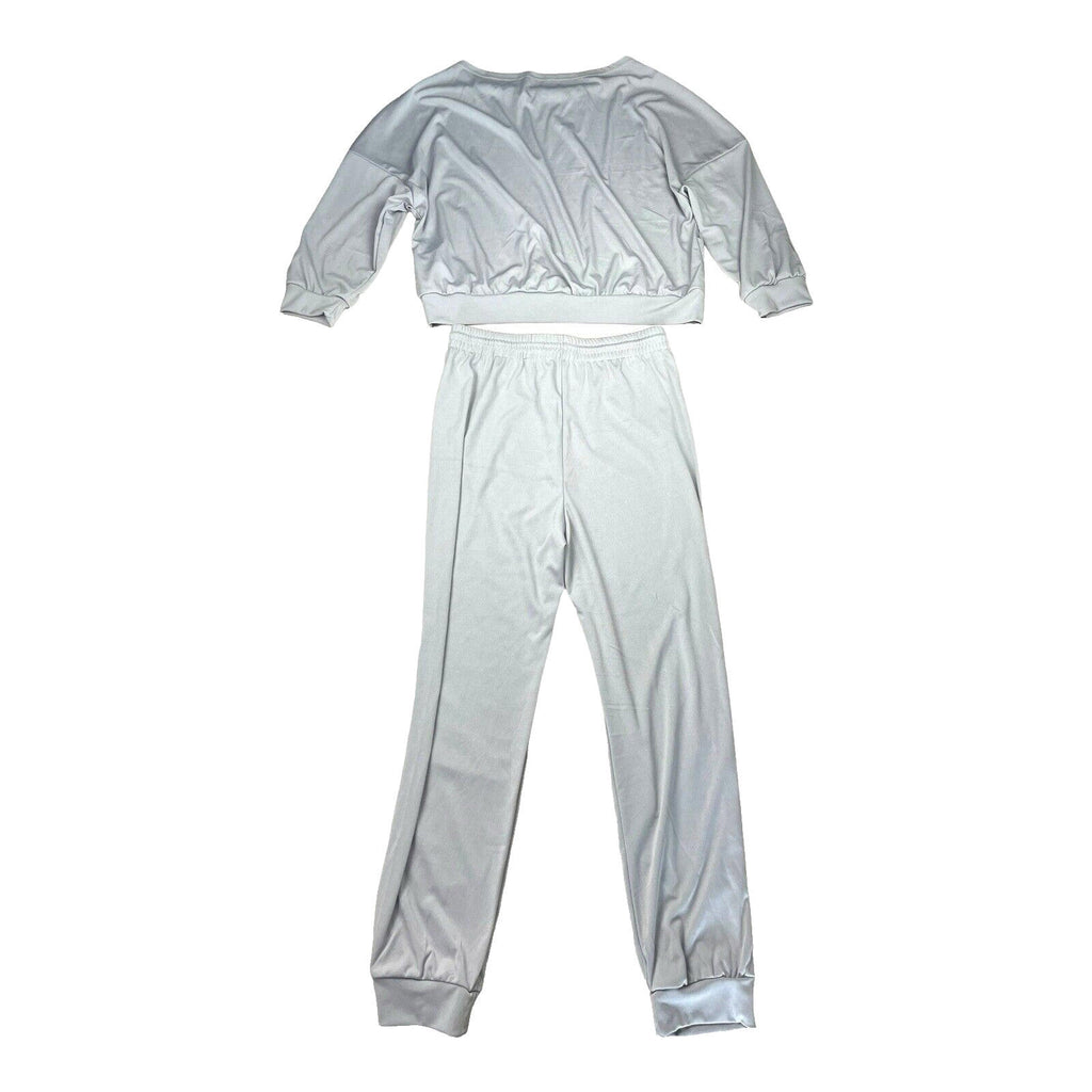 Pearl Embellished Tracksuit Co-Ord Set Women’s UK Size L Grey Jog Pants & Top