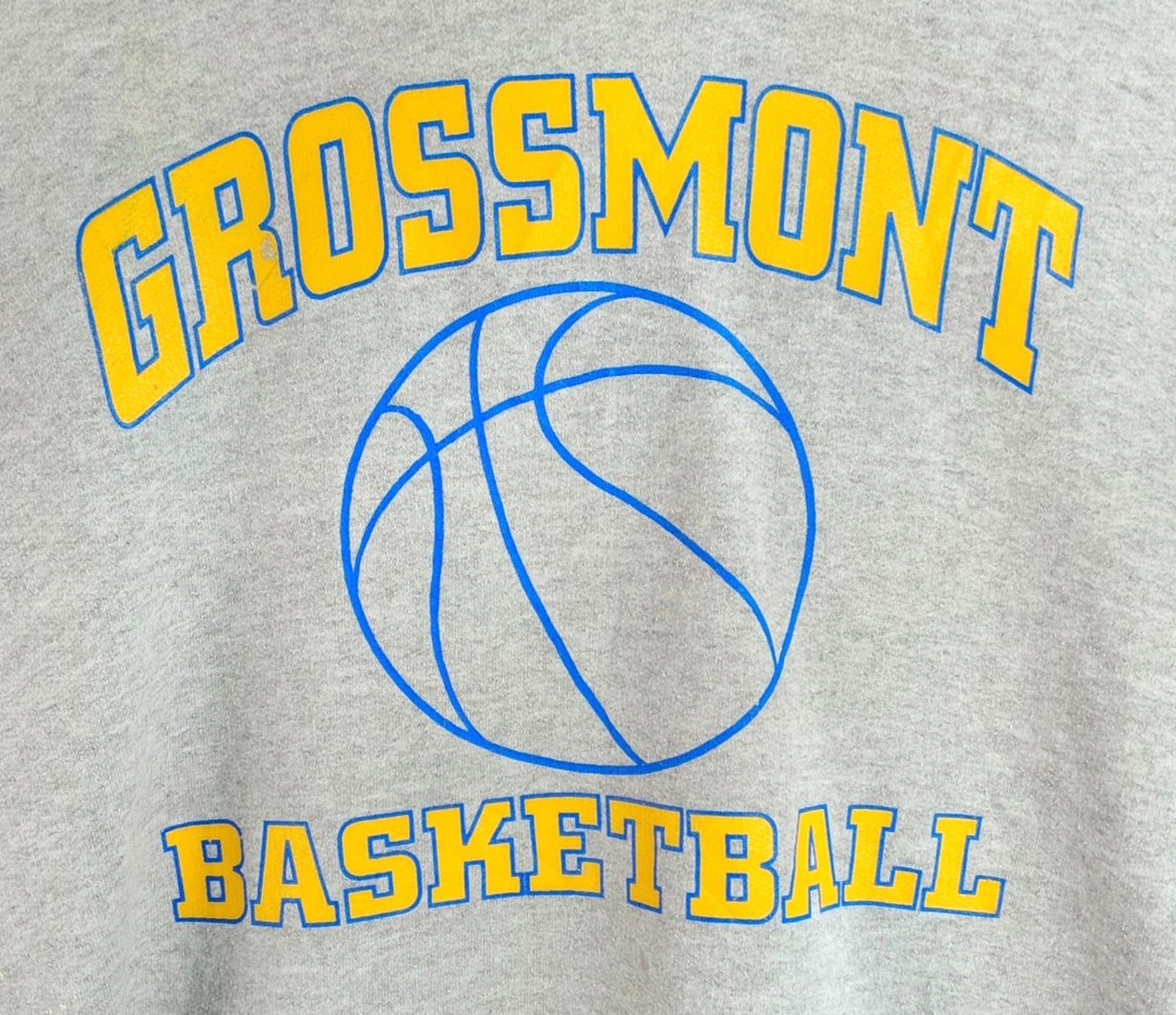 Grossmont Basketball Hoodie Men's UK Size L Grey Jersey Hooded Pockets Cotton