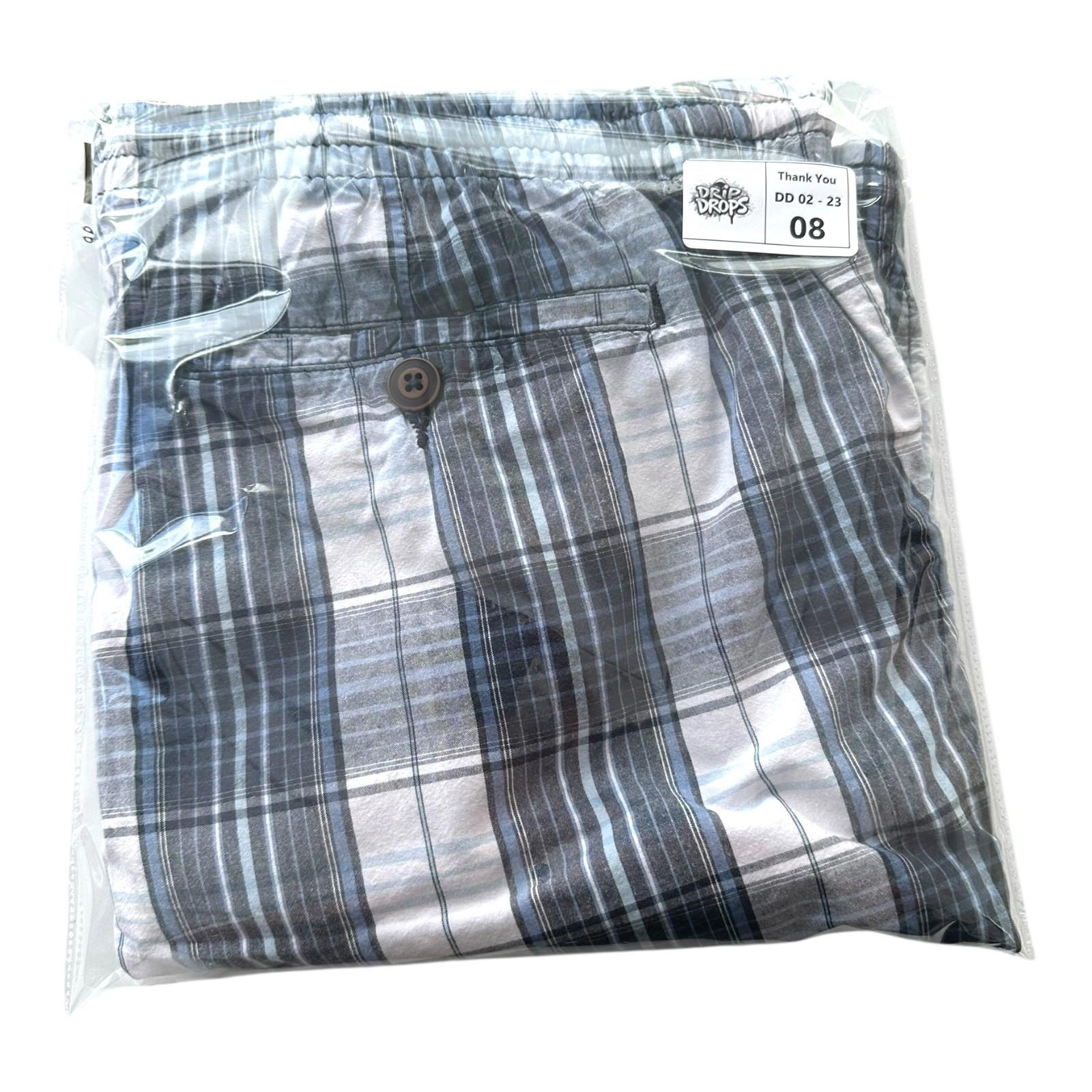 W&B Shorts Men's UK Size 46" W Blue & White Check Casual Wear Drawstring Pockets