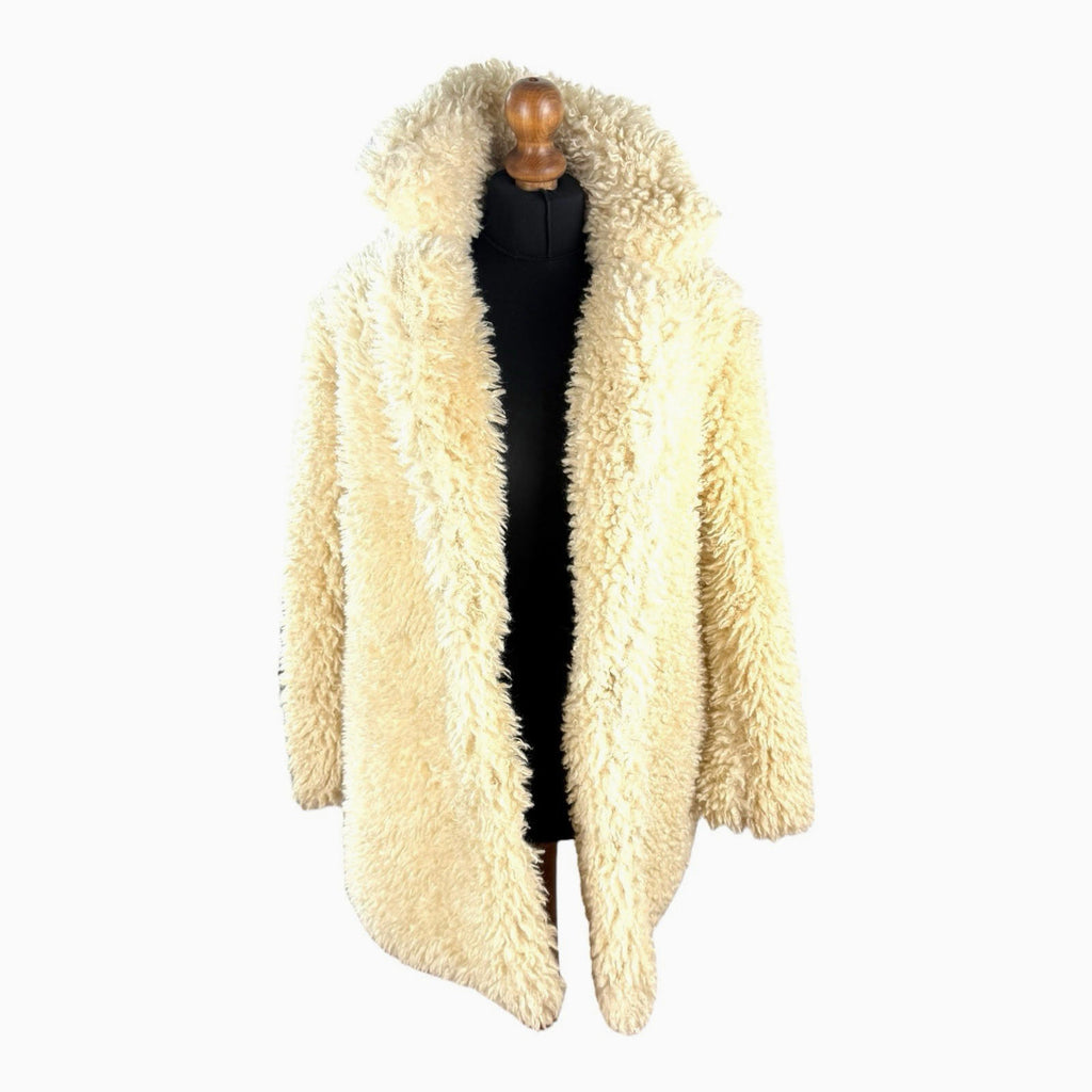JGL Cream Teddy Fleece Coat Jacket Collared Relaxed Fit Women’s UK Size 8
