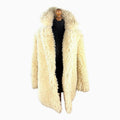 JGL Cream Teddy Fleece Coat Jacket Collared Relaxed Fit Women’s UK Size 8