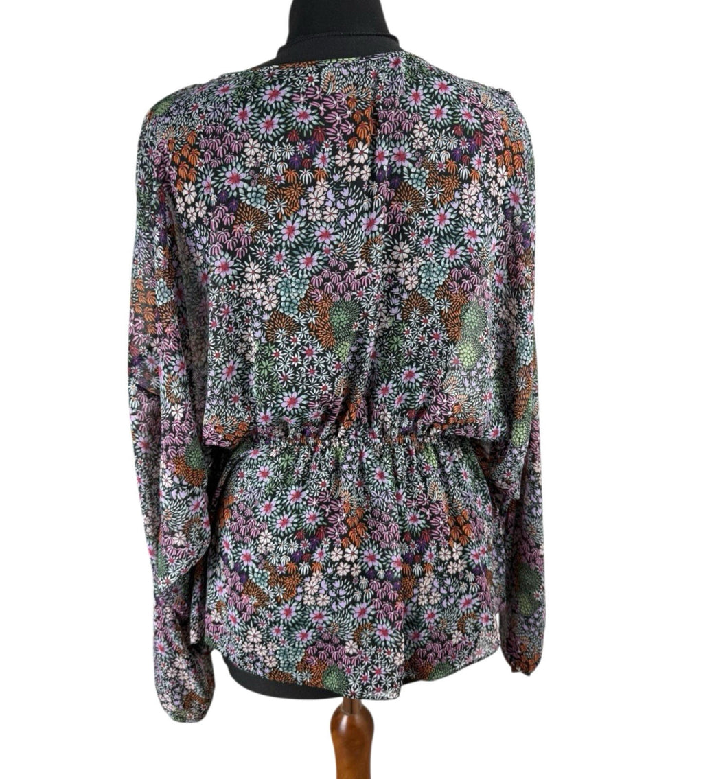 George Floral chiffon Blouse Women’s UK Size Multicolour Long Sleeve Semi Sheer