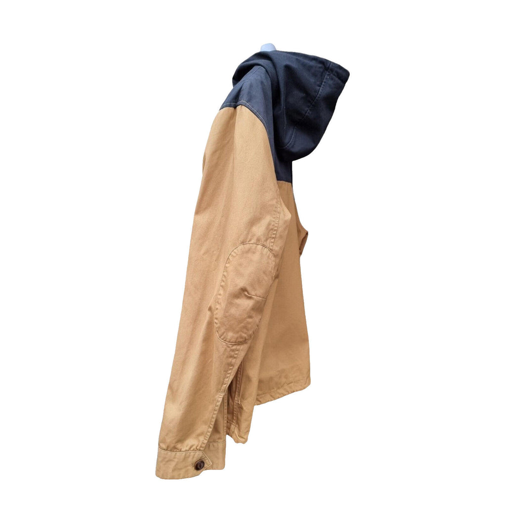 River Island Hooded Jacket Beige Blue 100% Cotton Men's UK Size XL