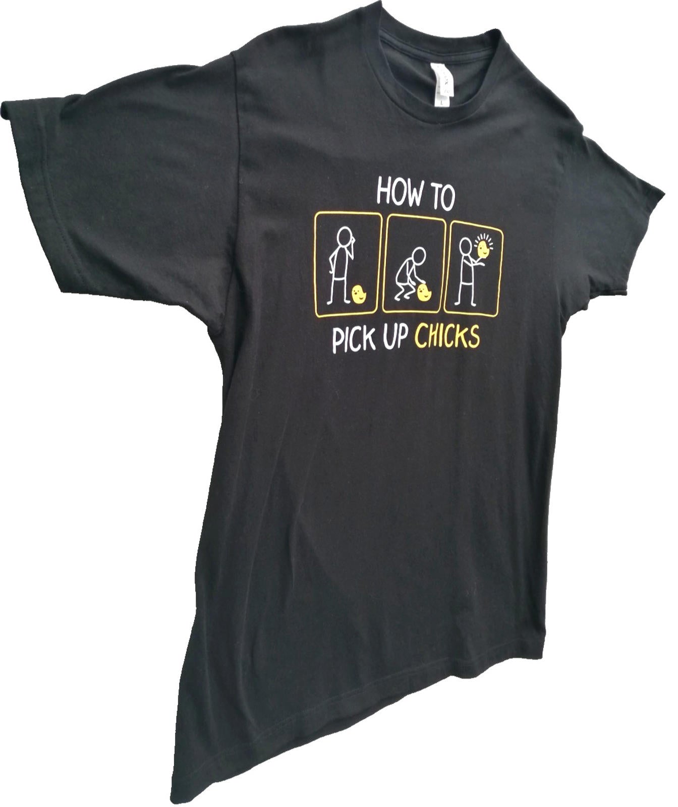 Funny Cute Animal Graphic Print T-Shirt Men's Size L Black Crew Neck 100% Cotton