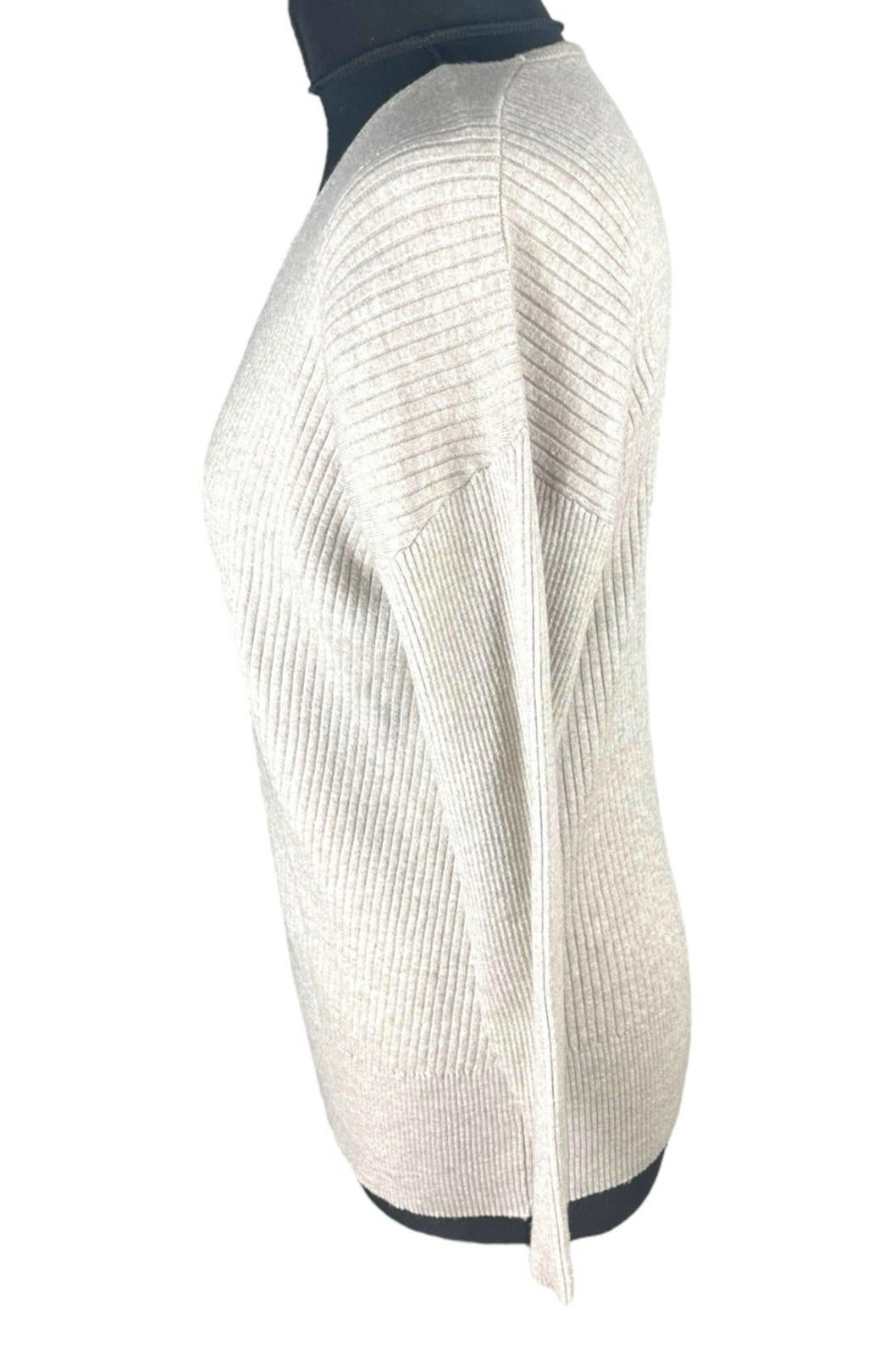 George Beige Ribbed Thin Jumper V Neck Women’s UK Size S