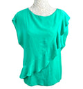 Wallis Layered Ruffle Blouse Women's UK Size 14 Green Frill Chiffon Sleeveless