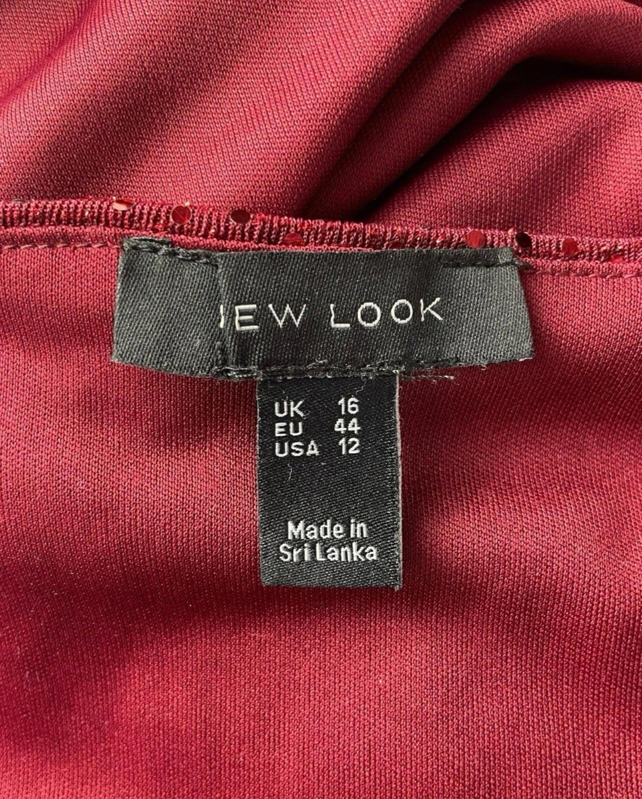 New Look Red Sparkle Crop Top Square Neck Stretch Women’s UK Size 16