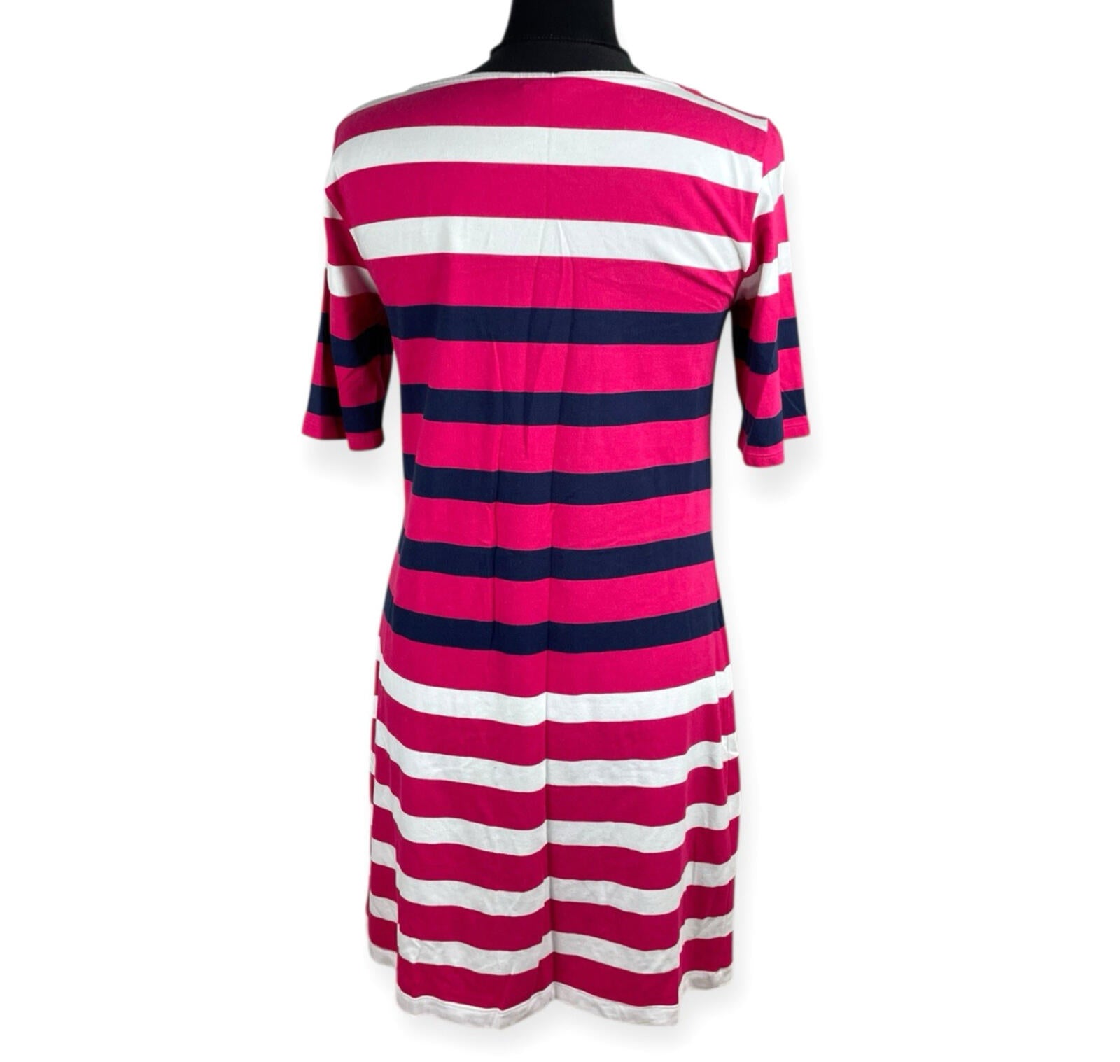 Tommy Hilfiger T-Shirt Dress Women’s UK Size M Striped Knee Length Pink