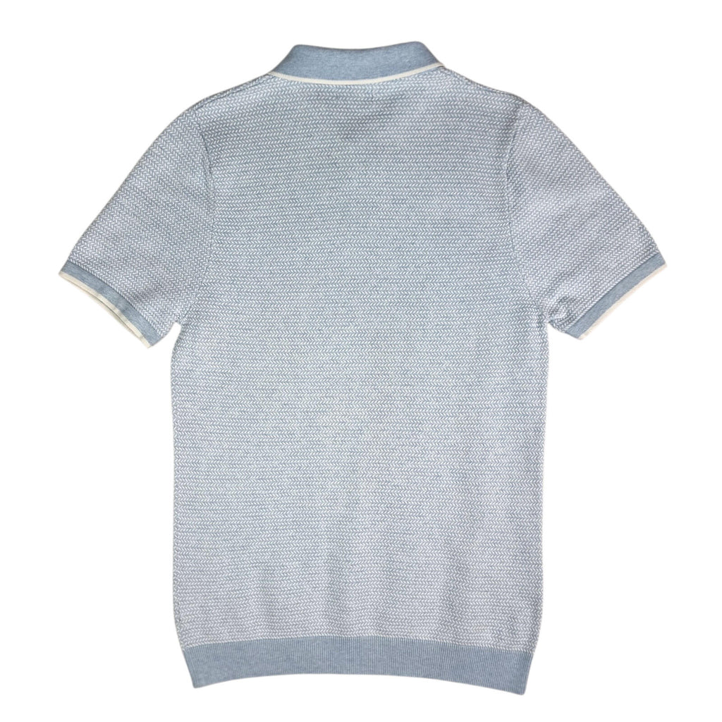 Next Knit Polo Shirt Men's UK Size S Textured Sky Blue Short Sleeve 100% Cotton