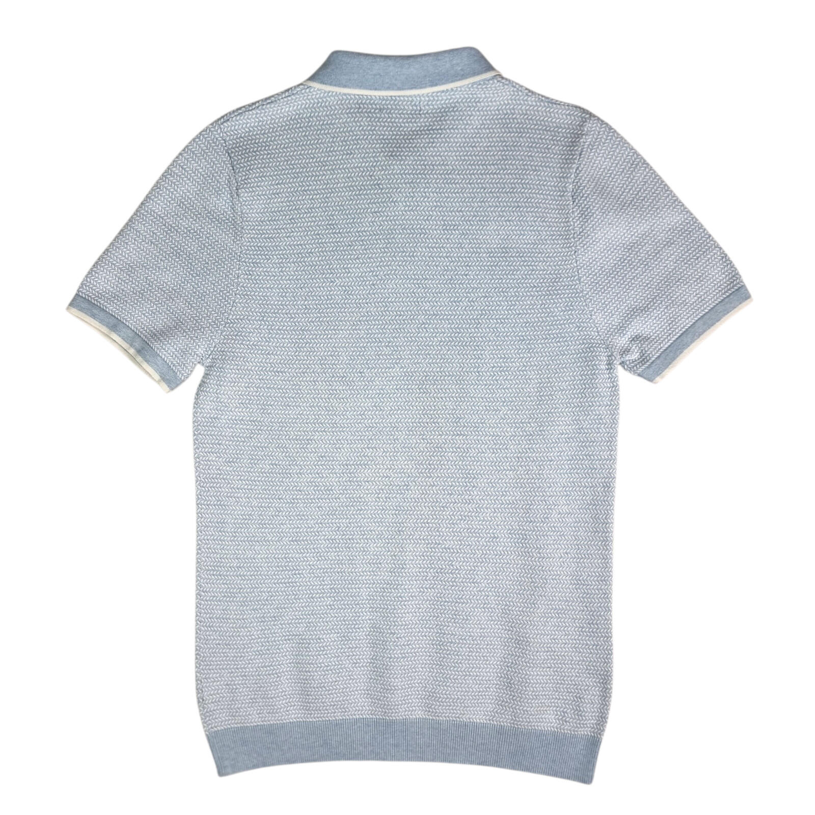 Next Knit Polo Shirt Men's UK Size S Textured Sky Blue Short Sleeve 100% Cotton