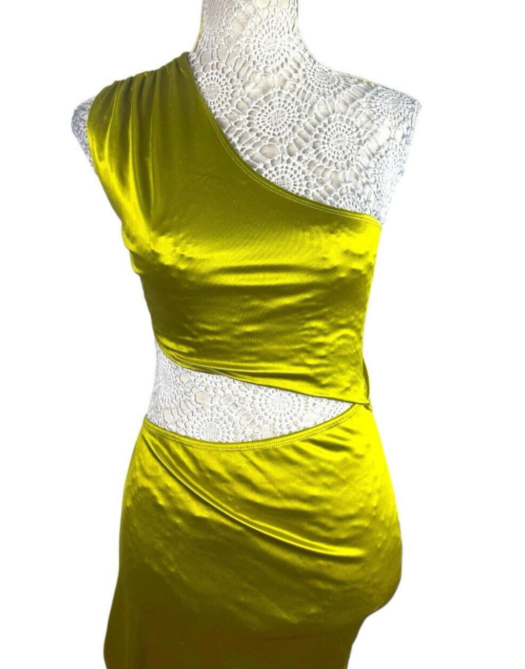 Figa Green Satin Maxi Dress Cut Out Design Women’s UK Size 8