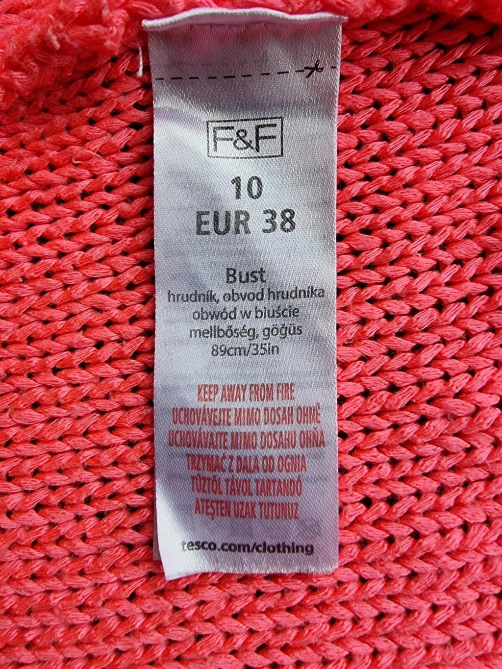 F&F Pink Knit Jumper Dress Crew Neck Women's UK Size 10