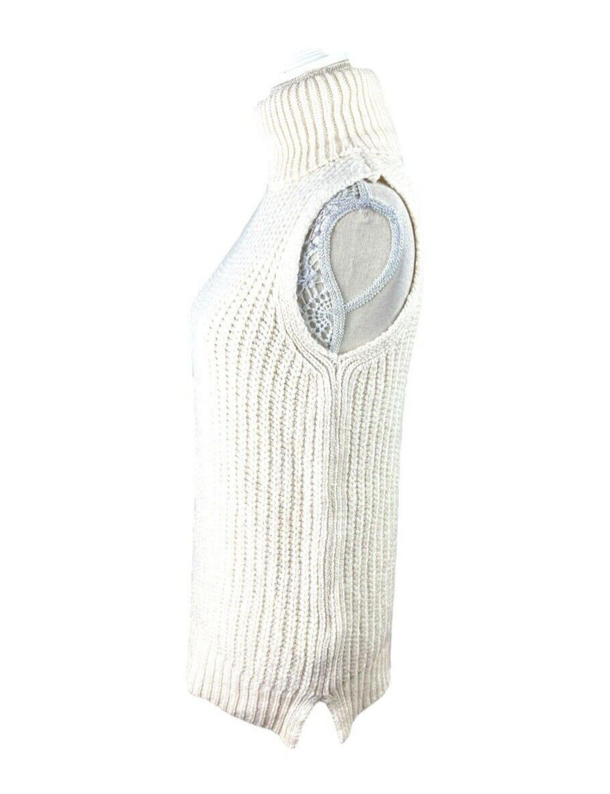 New Look Knit Vest Tapard Jumper Beige Roll Neck Women’s UK Size S