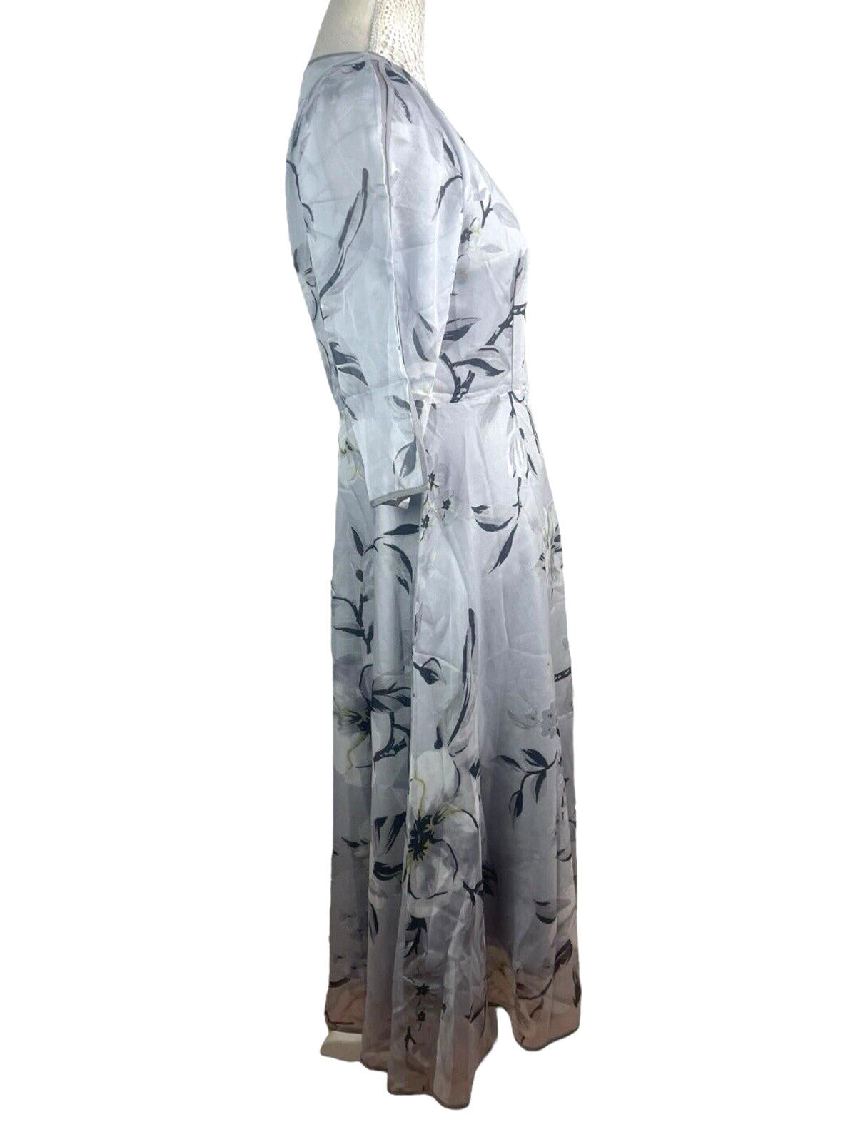 Floryday Maxi Dress Silver Floral Occasion Dress A Line Women’s UK Size S