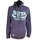 Super Dry Hoodie Women’s UK Size S Logo Print Fleece Lined Jersey Purple