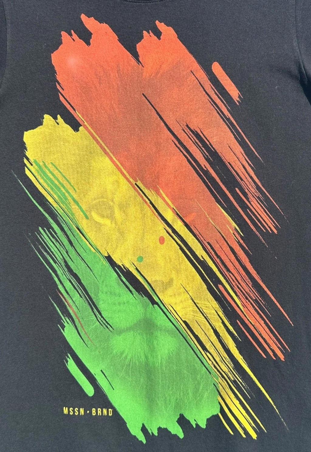 MSSN BRND T-Shirt Men's UK Size S Black Jamaica Lion Graphic Print Short Sleeve