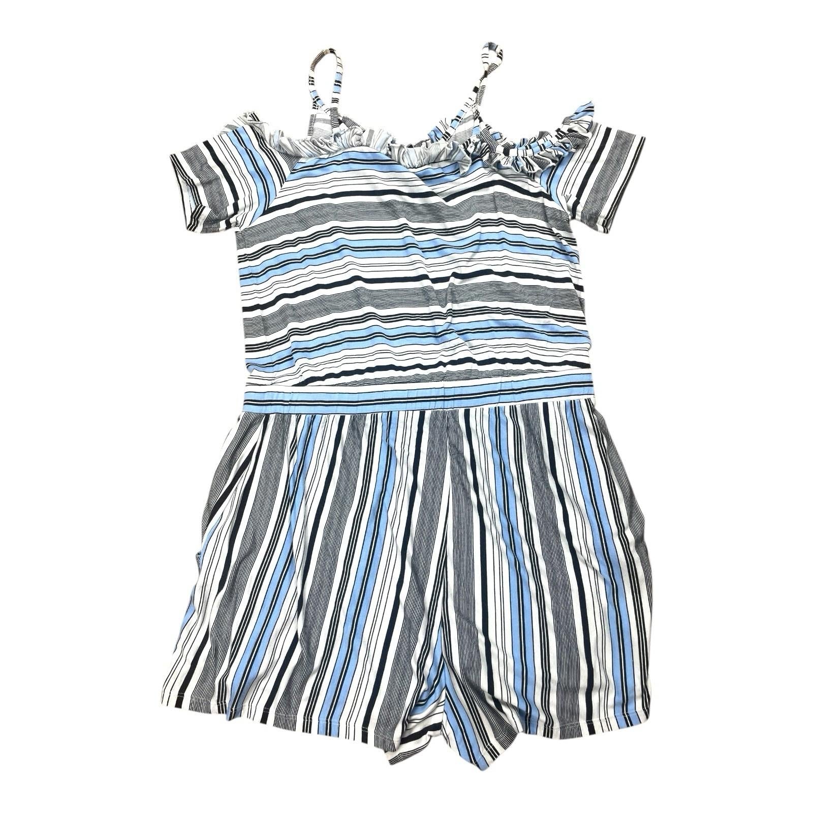 TU Stripe Playsuit Frill Detail Drawstring Waist Women’s UK Size 12