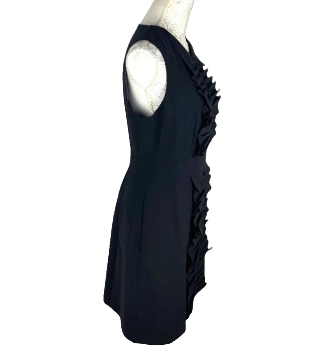 Ted Baker Midi Dress Size 3 Ruched Panel Black A-line Women's UK Size 12