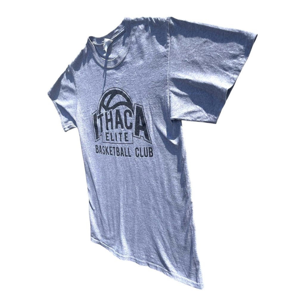 Ithaca Elite Basketball Club T-Shirt Men's Size S Grey Crew Neck Graphic Print