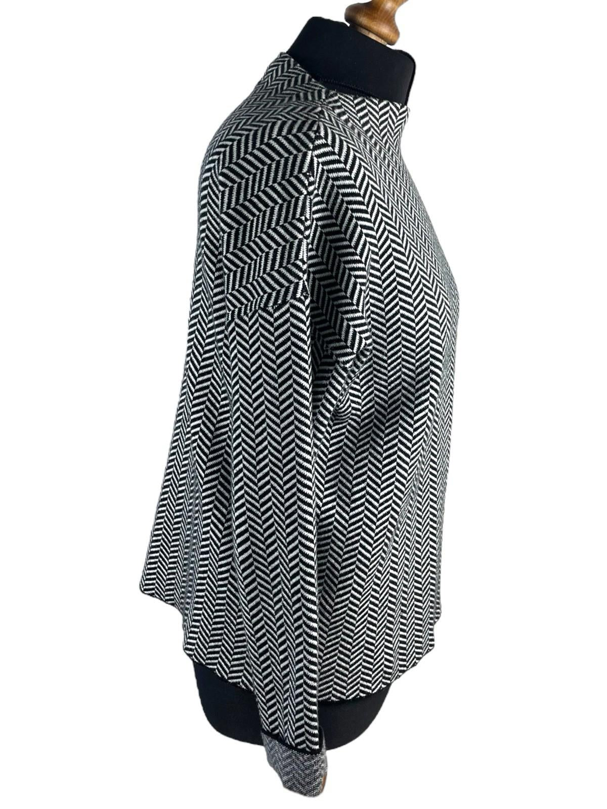 Tahari Black & White Jumper Open Neck Mid Length Women’s UK Size M