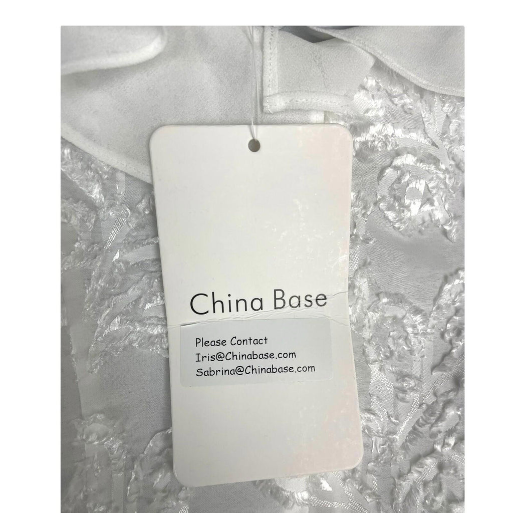 China Base White Frill Textured Blouse Top Women’s UK Size 8