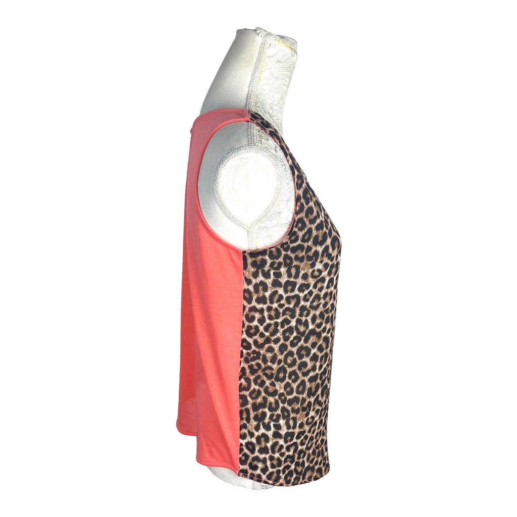 Leopard Print Tank Top Women's UK Size Medium M Contrasting Back Panel