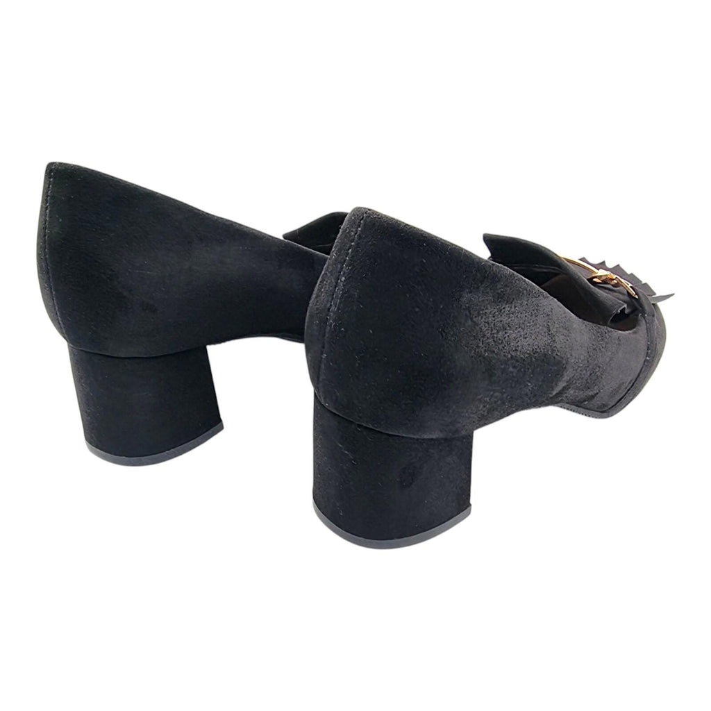 JD Williams Black Suedette Block Heel Court Shoes Wide Fit Women's UK Size 7 EEE