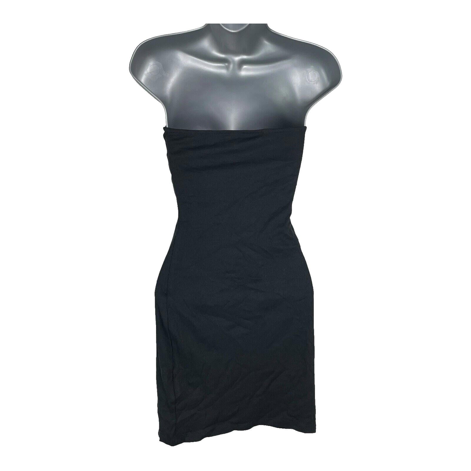 Divided Mini Dress Black Strapless Ribbed Women’s UK Size XS