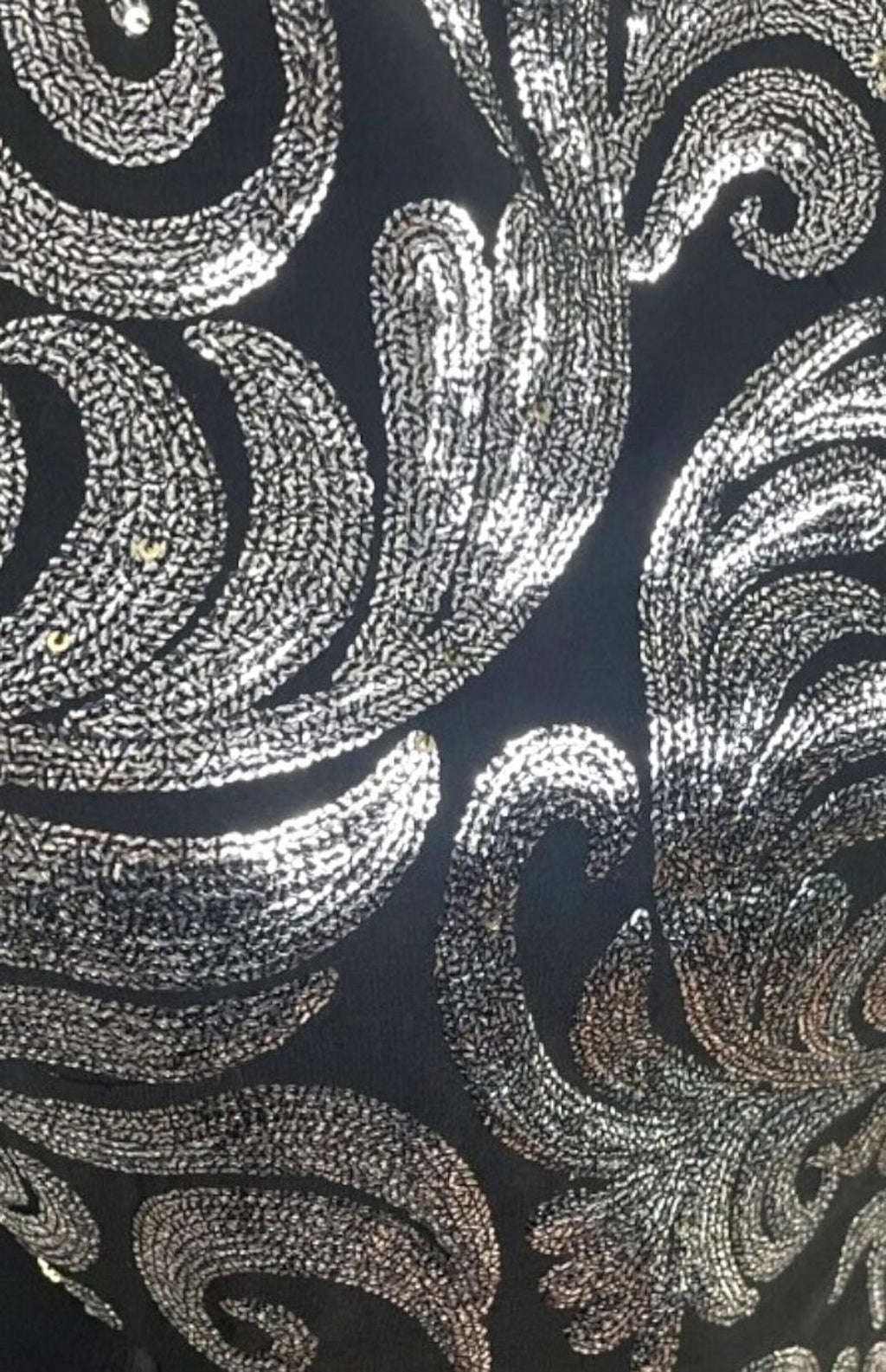 Amy Childs Black Midi Dress Silver Sequin Leaf Detail Women's UK Size 14