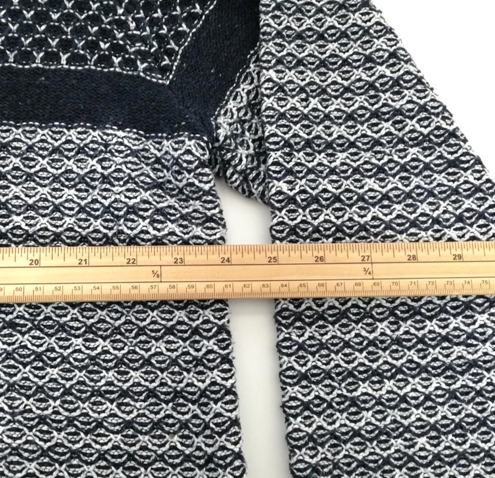 Weird Fish Chunky Knit Jumper Men's UK Size 2XL Navy White Crew Neck Sweater