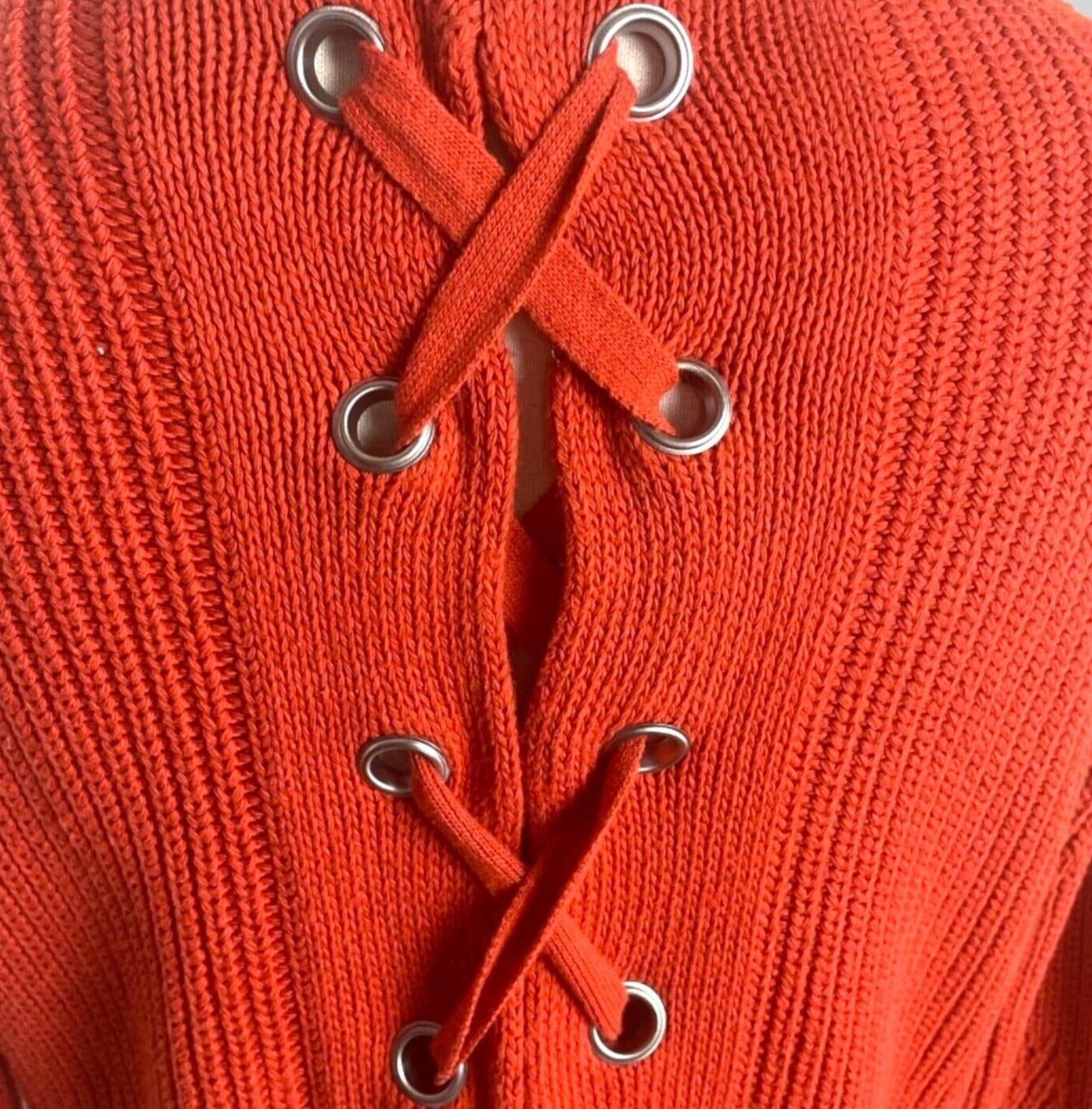 Very Jumper Red Cable Knit Corset Lace Back Women's UK Size 12
