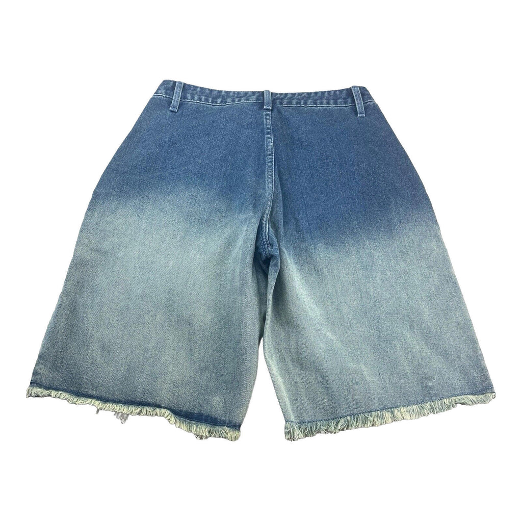 Long Denim Shorts Zipped Front Design Faded Denim Women’s UK 8