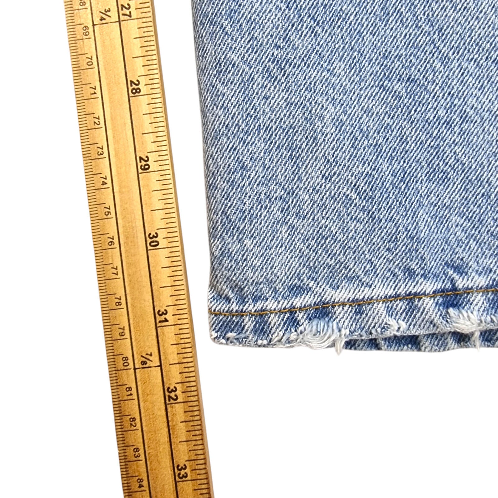 Stradivarius Jeans Women's UK Size 8 Long Split Hem Straight Fit High Waist Blue